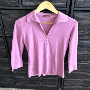 Loro Piana Pink/Purple Top 3/4 sleeves 100% cotton